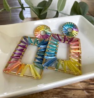 Rainbow Woven Earrings