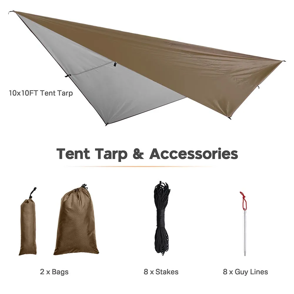TheLAShop 10x10ft Waterproof Camping Tarp Lightweight UV50  PU3,000mm