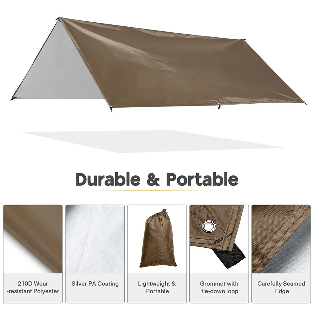 TheLAShop 10x10ft Waterproof Camping Tarp Lightweight UV50  PU3,000mm