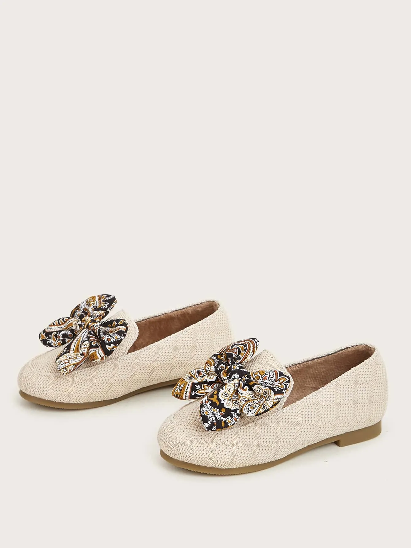 Toddler Girls Bow Decor Knit Detail Flats