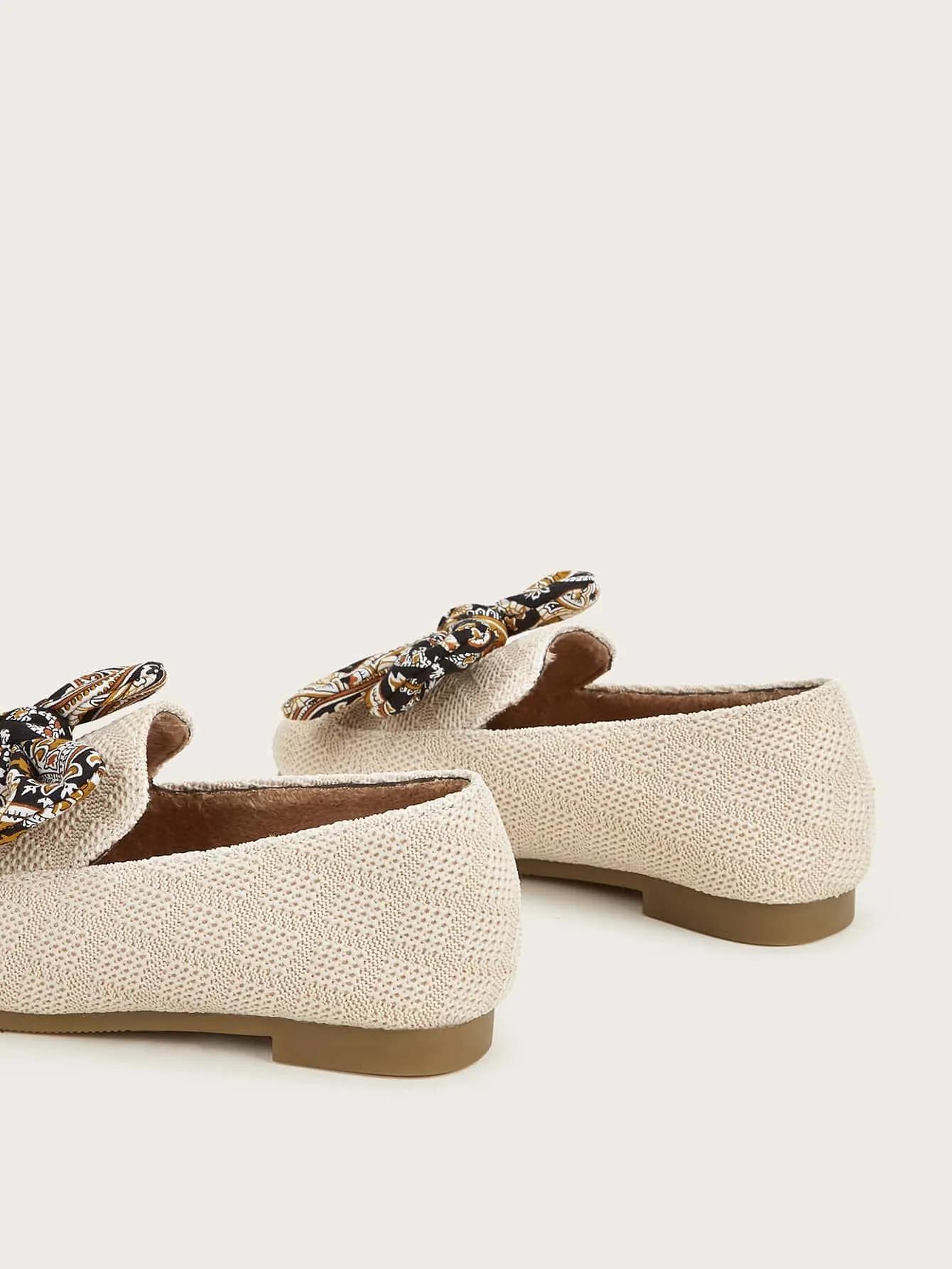 Toddler Girls Bow Decor Knit Detail Flats