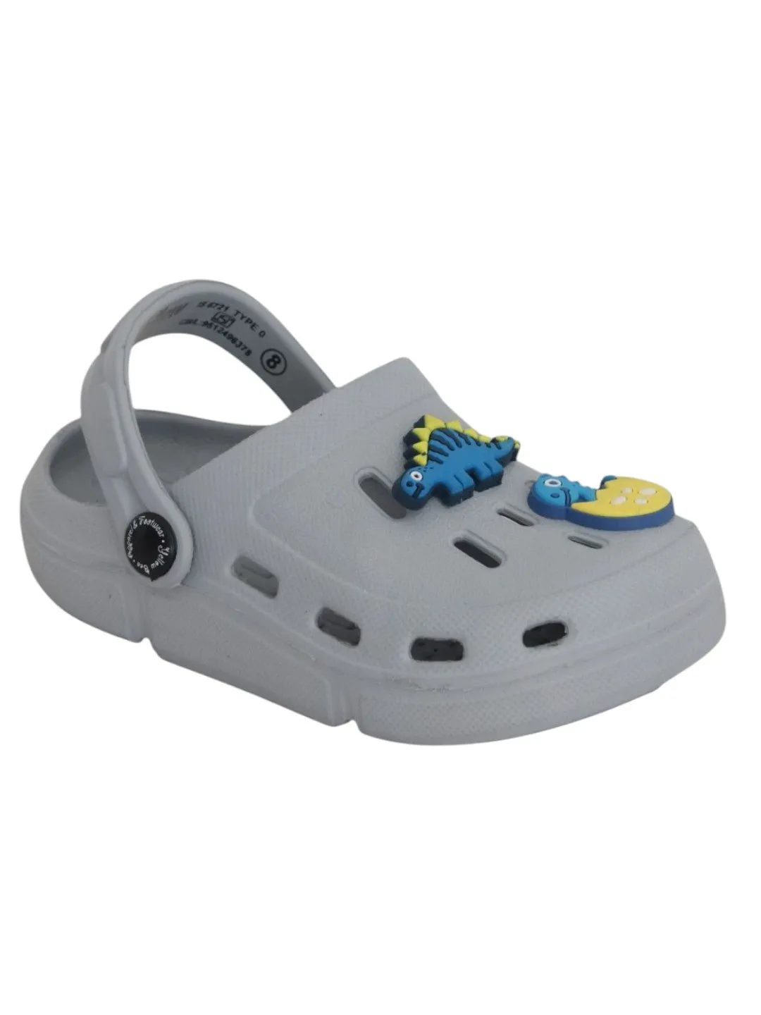 Trendy Grey Boys' Clogs with Cute 3D Dinosaur Charms