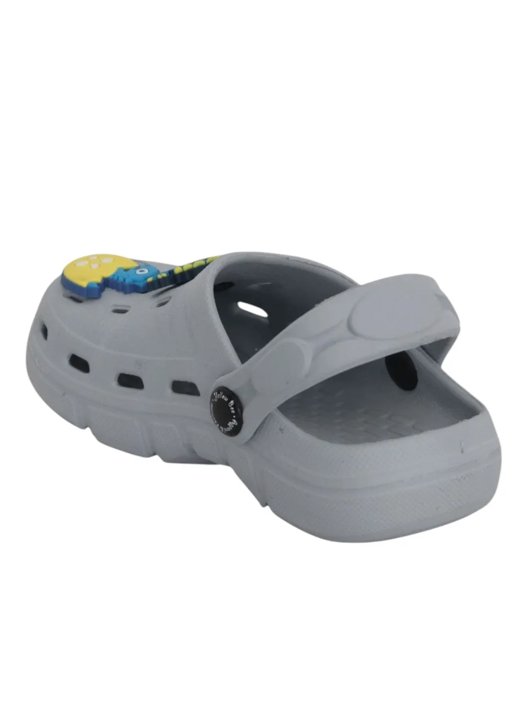 Trendy Grey Boys' Clogs with Cute 3D Dinosaur Charms