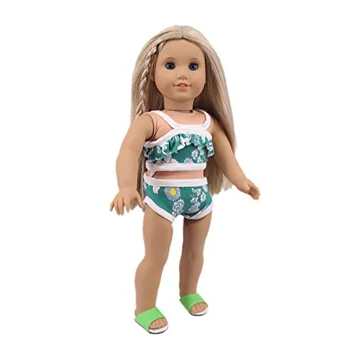 Two Piece Aqua and White Bathing Suit