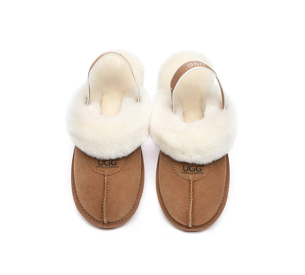 Unisex Sheepskin Wool Suede Upper Slingback Slippers Waffle Plus