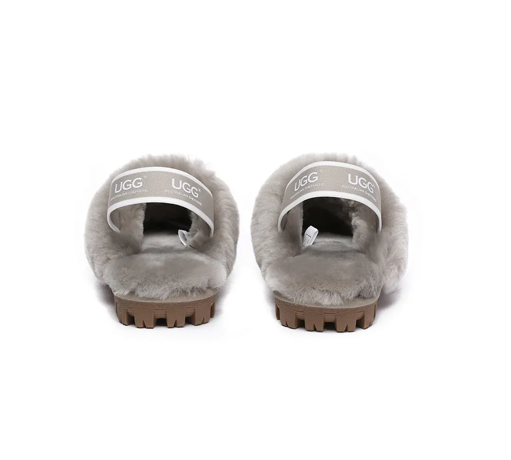 Unisex Sheepskin Wool Suede Upper Slingback Slippers Waffle Plus