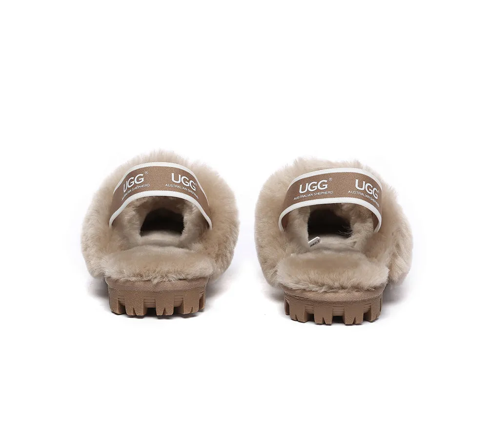 Unisex Sheepskin Wool Suede Upper Slingback Slippers Waffle Plus