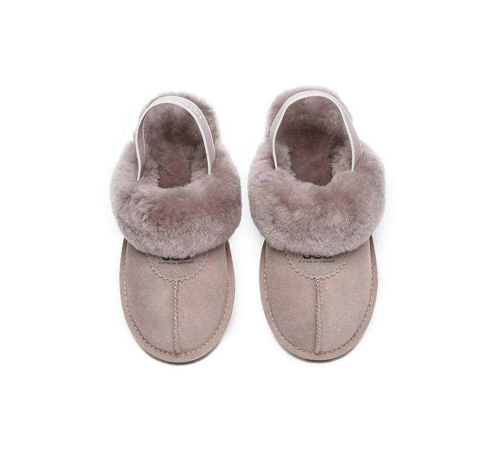 Unisex Sheepskin Wool Suede Upper Slingback Slippers Waffle Plus