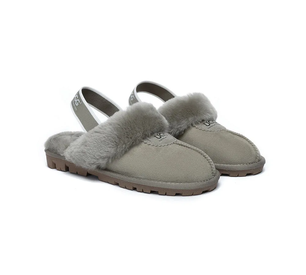 Unisex Sheepskin Wool Suede Upper Slingback Slippers Waffle Plus