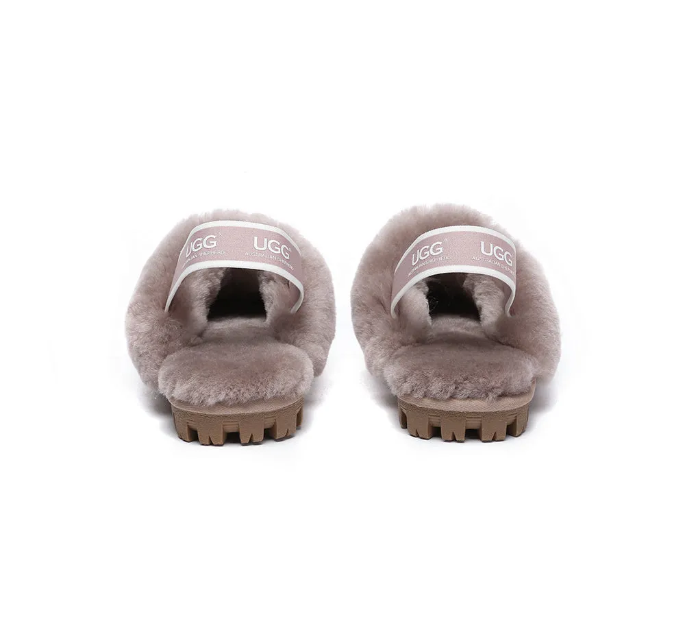 Unisex Sheepskin Wool Suede Upper Slingback Slippers Waffle Plus