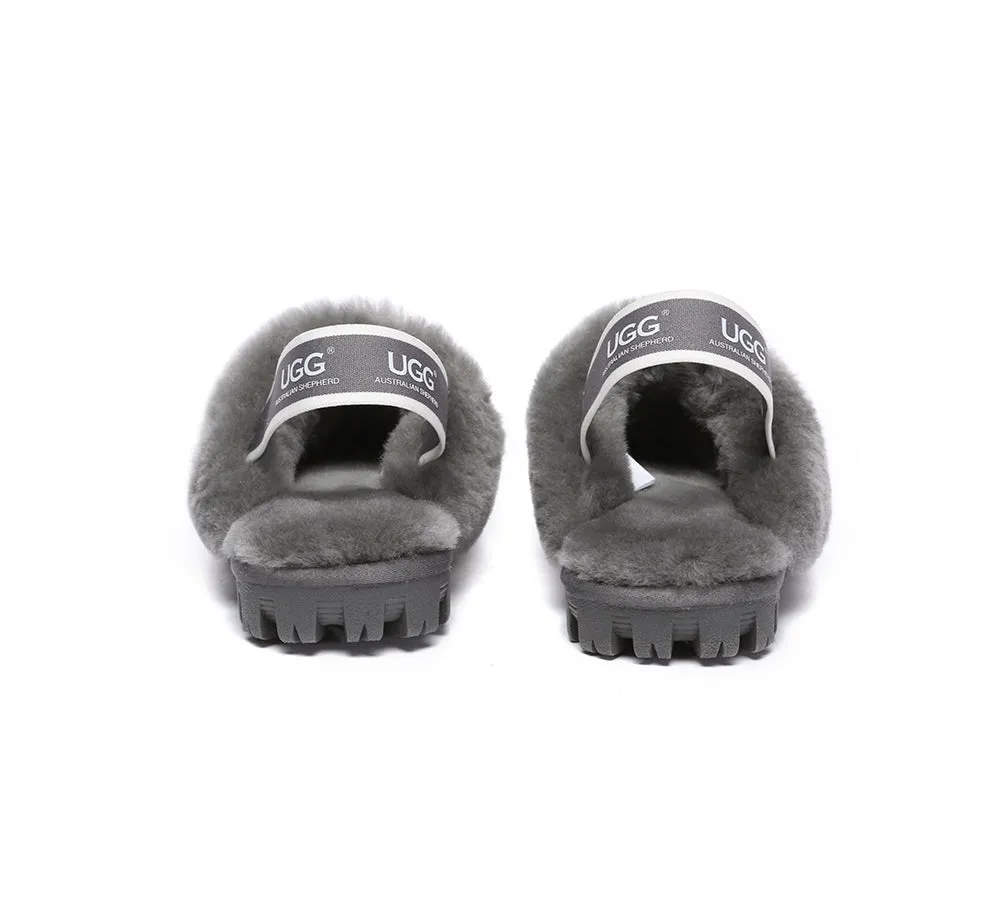 Unisex Sheepskin Wool Suede Upper Slingback Slippers Waffle Plus
