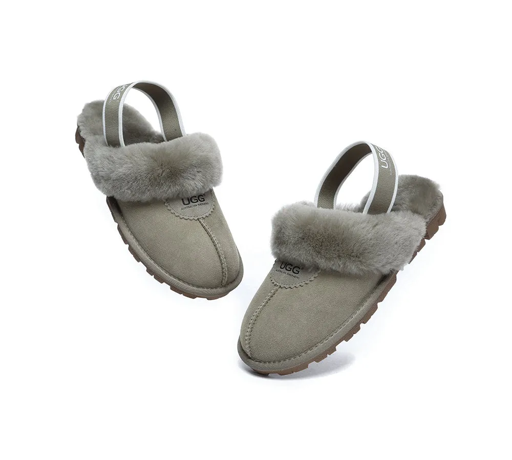 Unisex Sheepskin Wool Suede Upper Slingback Slippers Waffle Plus
