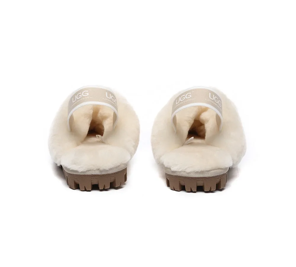 Unisex Sheepskin Wool Suede Upper Slingback Slippers Waffle Plus