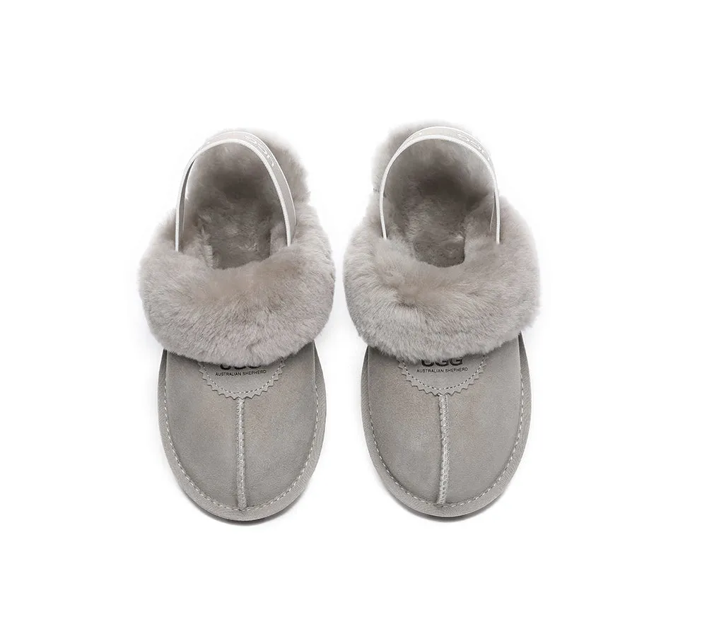 Unisex Sheepskin Wool Suede Upper Slingback Slippers Waffle Plus