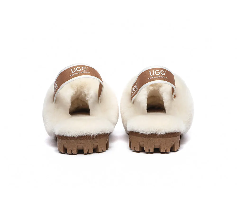 Unisex Sheepskin Wool Suede Upper Slingback Slippers Waffle Plus