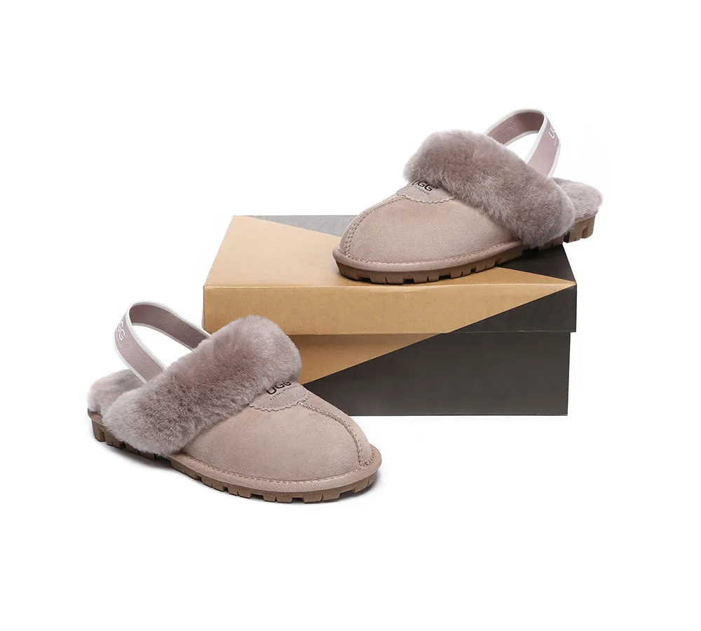 Unisex Sheepskin Wool Suede Upper Slingback Slippers Waffle Plus