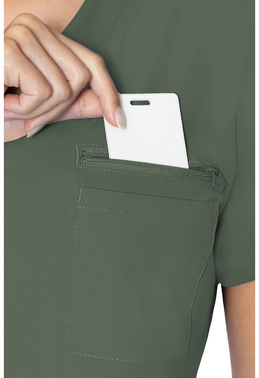 V-Neck Chest Pocket Top by Med Couture