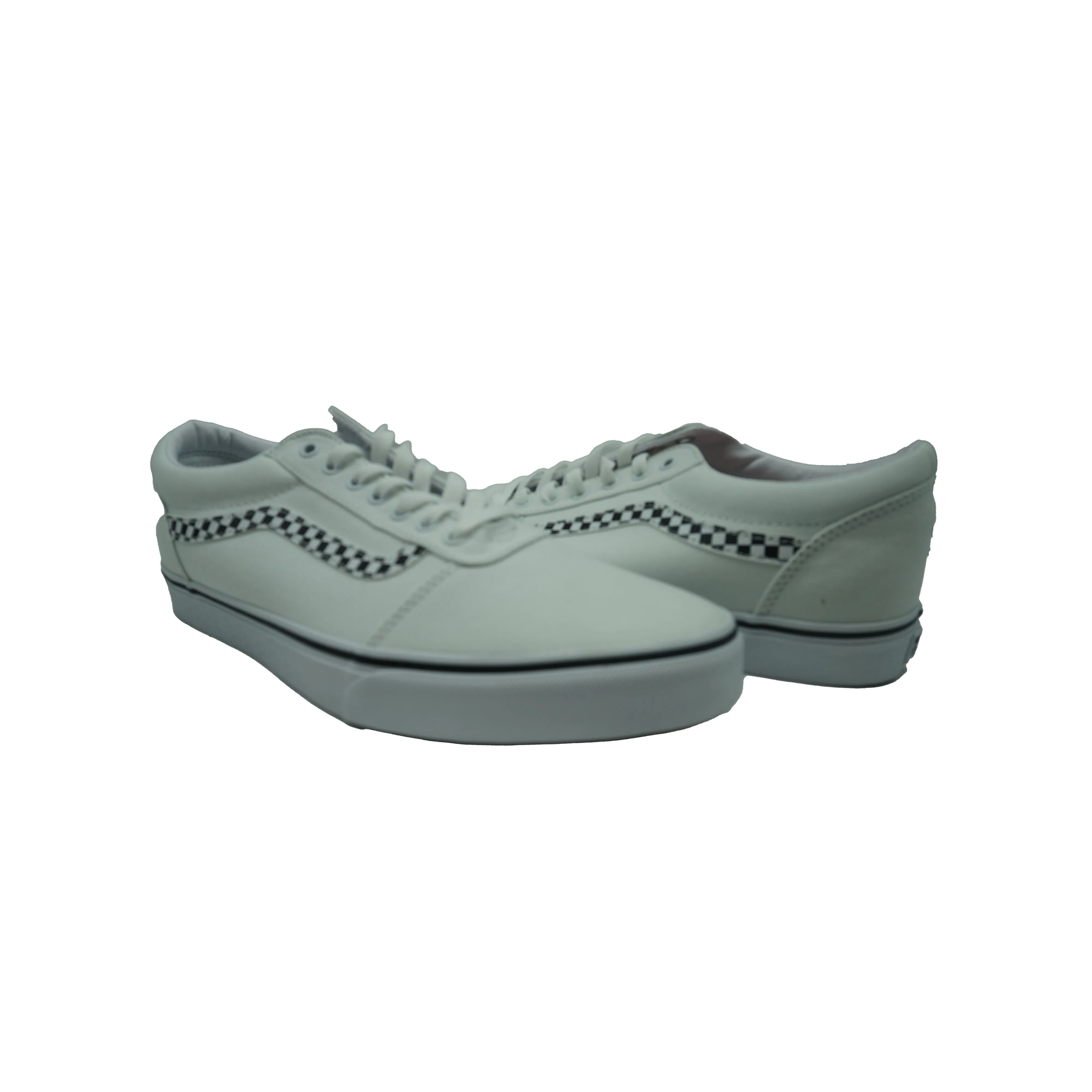 Vans Men's Ward DX Checker Stripe Casual Skate Shoes White Black Size 13