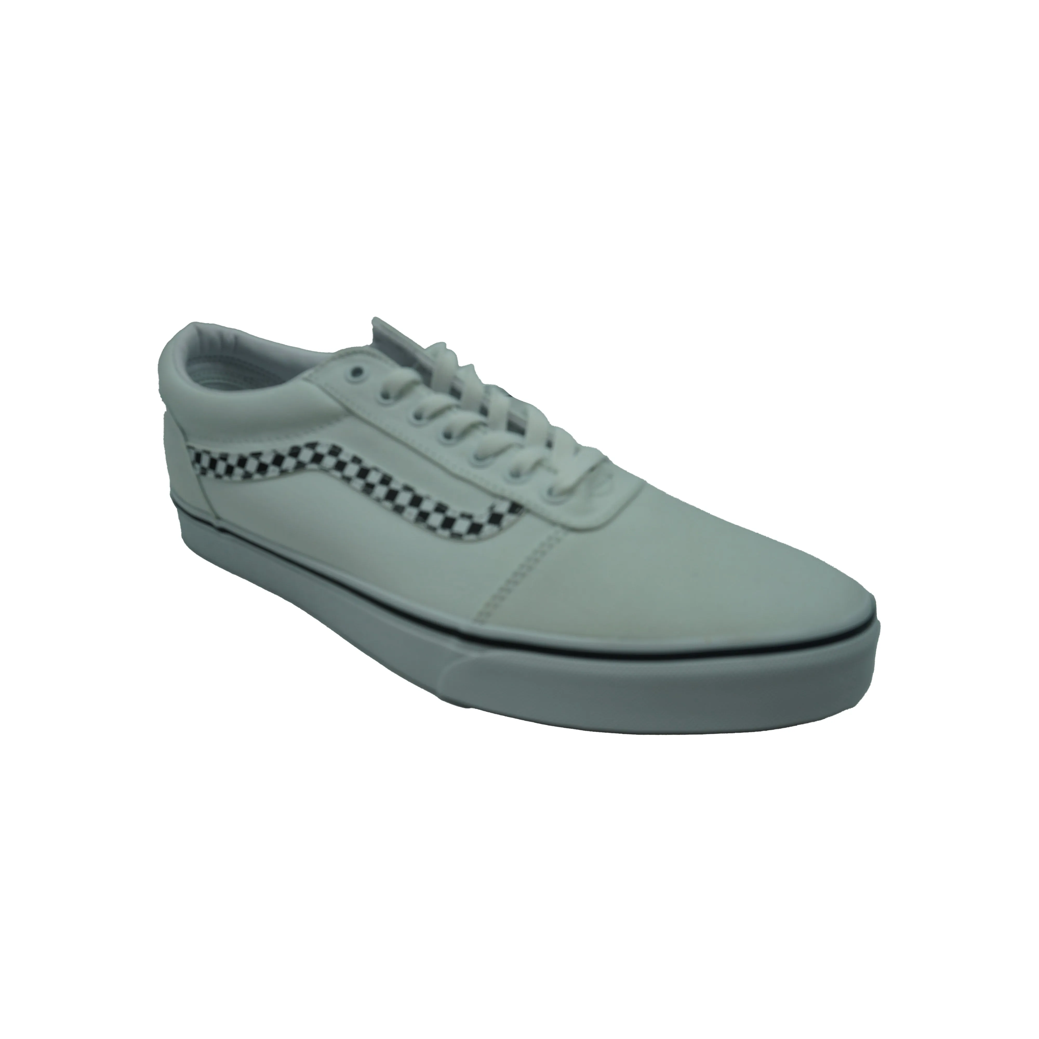 Vans Men's Ward DX Checker Stripe Casual Skate Shoes White Black Size 13