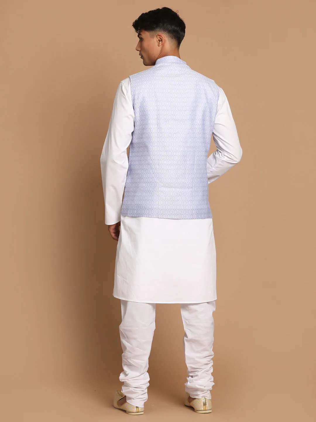 VASTRAMAY Light Blue Nehru Jacket Set