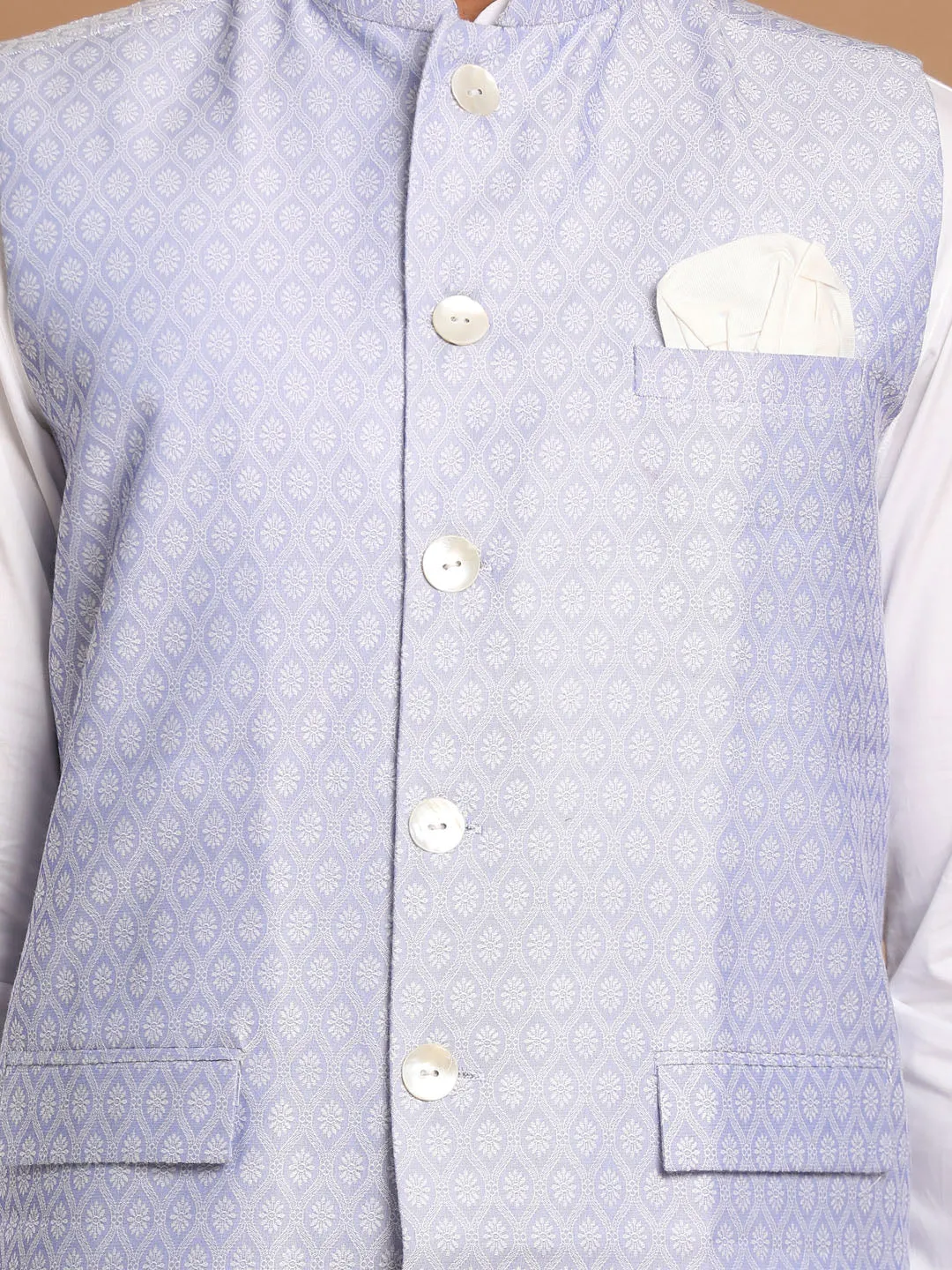 VASTRAMAY Light Blue Nehru Jacket Set