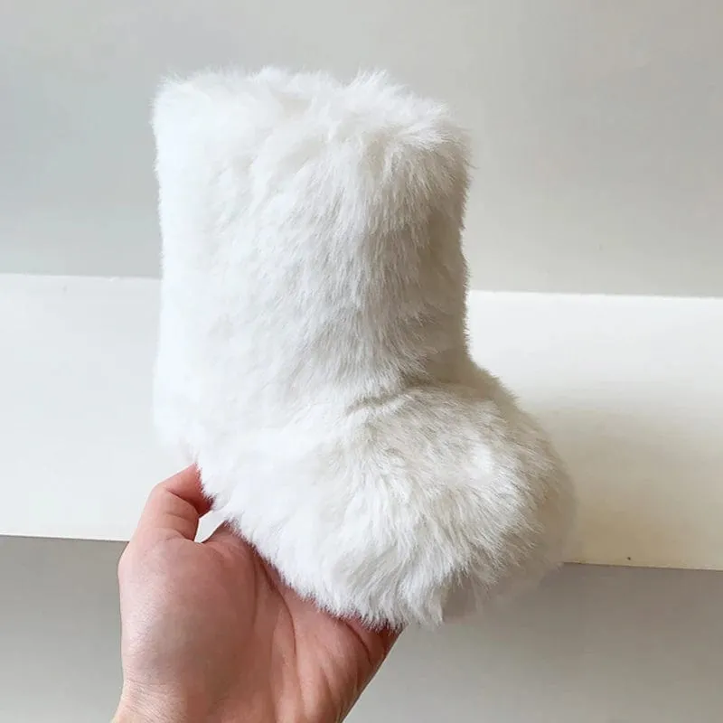 Warm Fluffy Plush Boots for Baby Girls