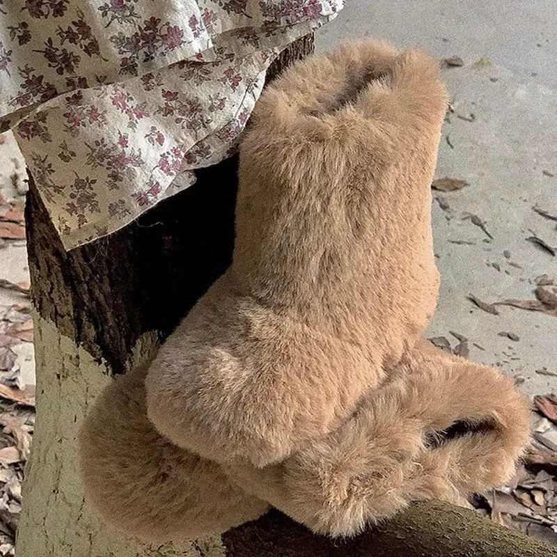 Warm Fluffy Plush Boots for Baby Girls