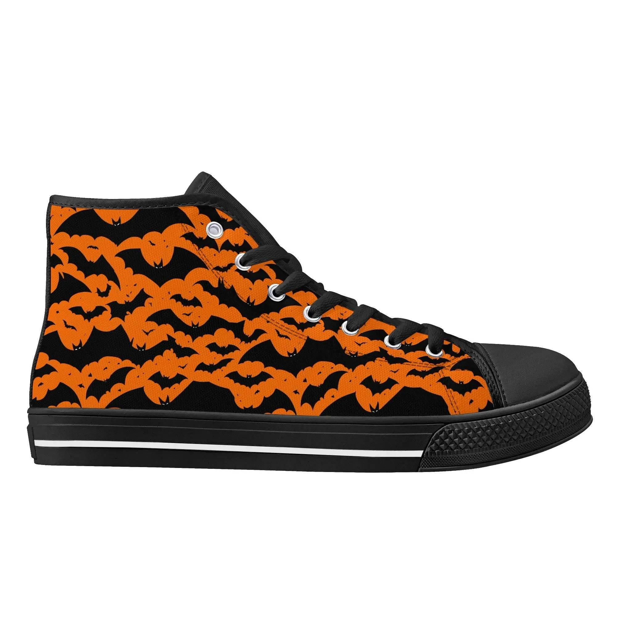 Womens Rubber High Top Halloween Bats Canvas Shoes