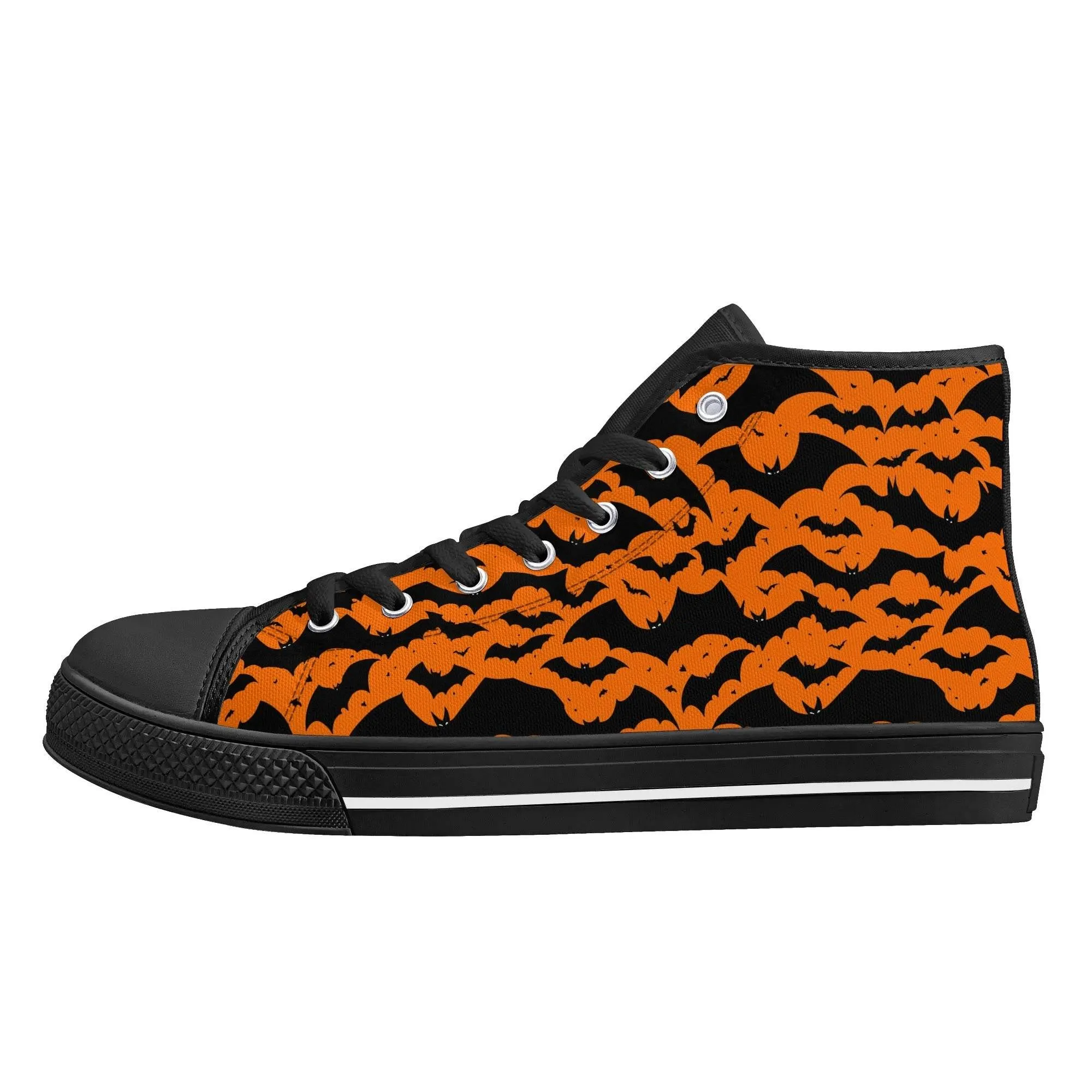 Womens Rubber High Top Halloween Bats Canvas Shoes