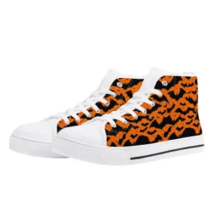 Womens Rubber High Top Halloween Bats Canvas Shoes