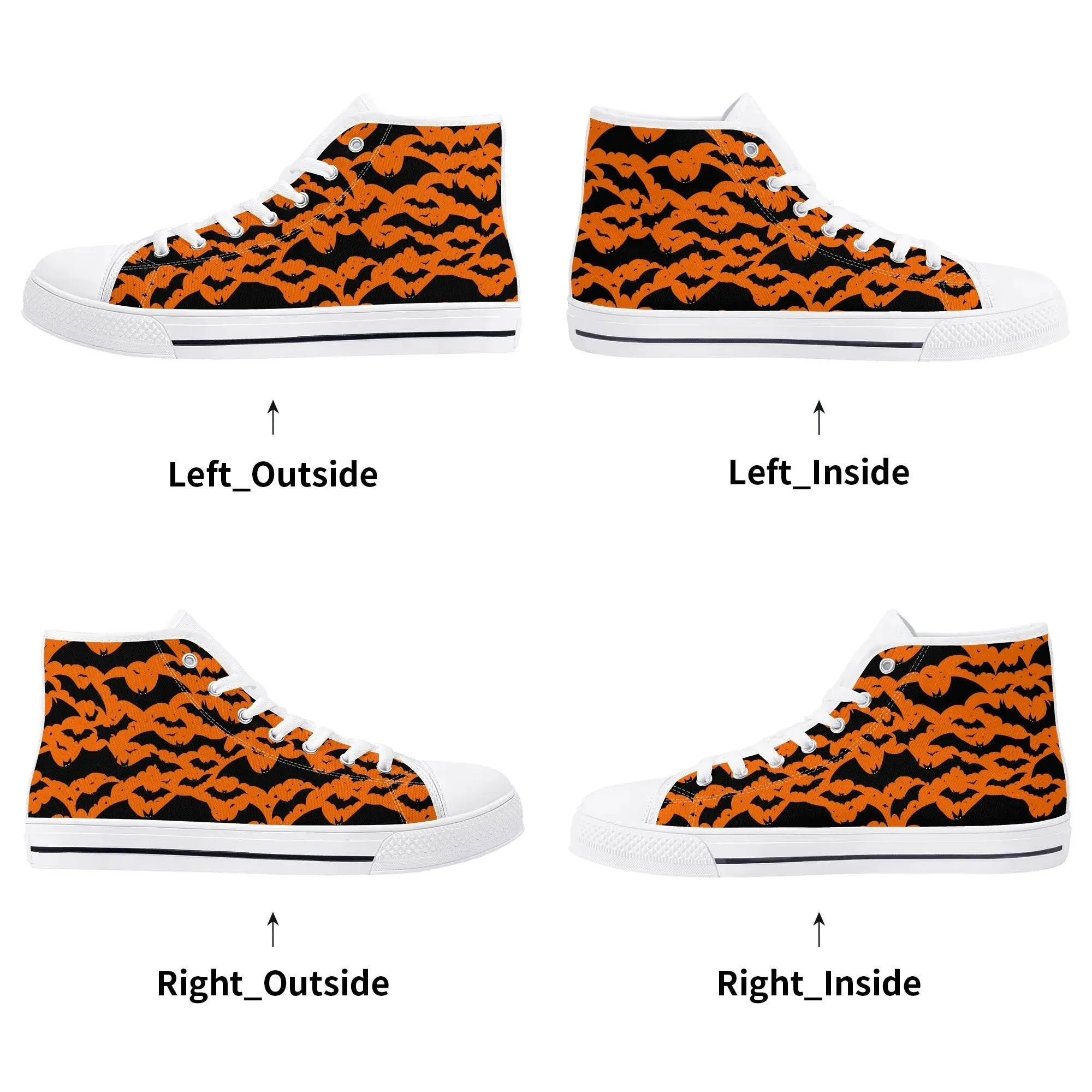 Womens Rubber High Top Halloween Bats Canvas Shoes