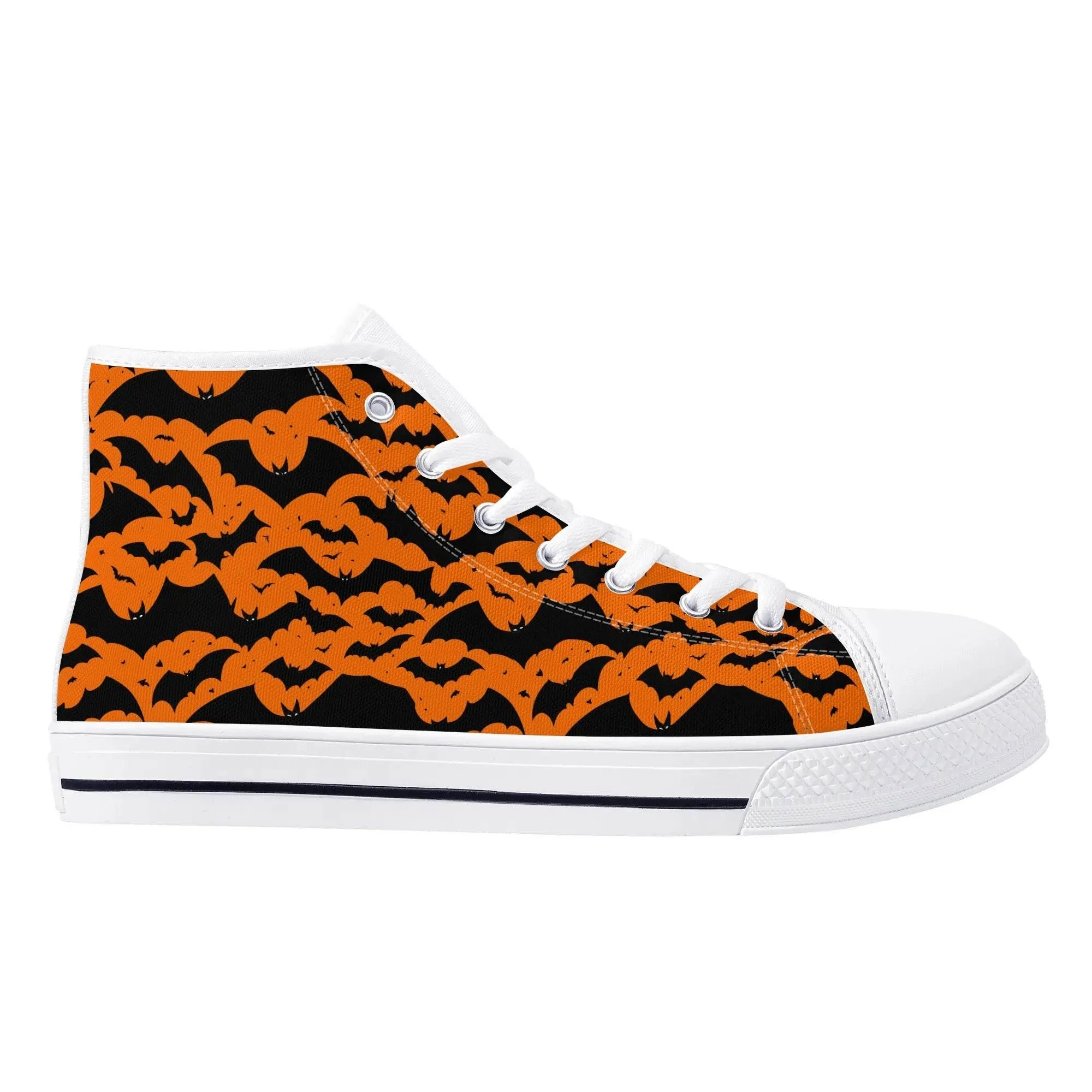 Womens Rubber High Top Halloween Bats Canvas Shoes
