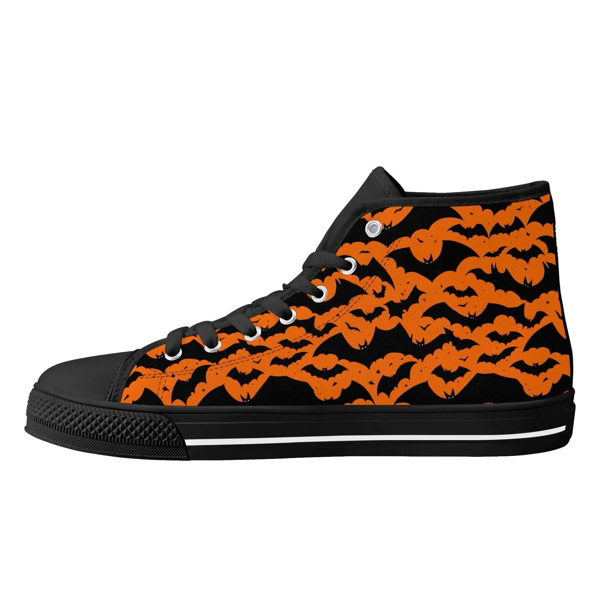 Womens Rubber High Top Halloween Bats Canvas Shoes