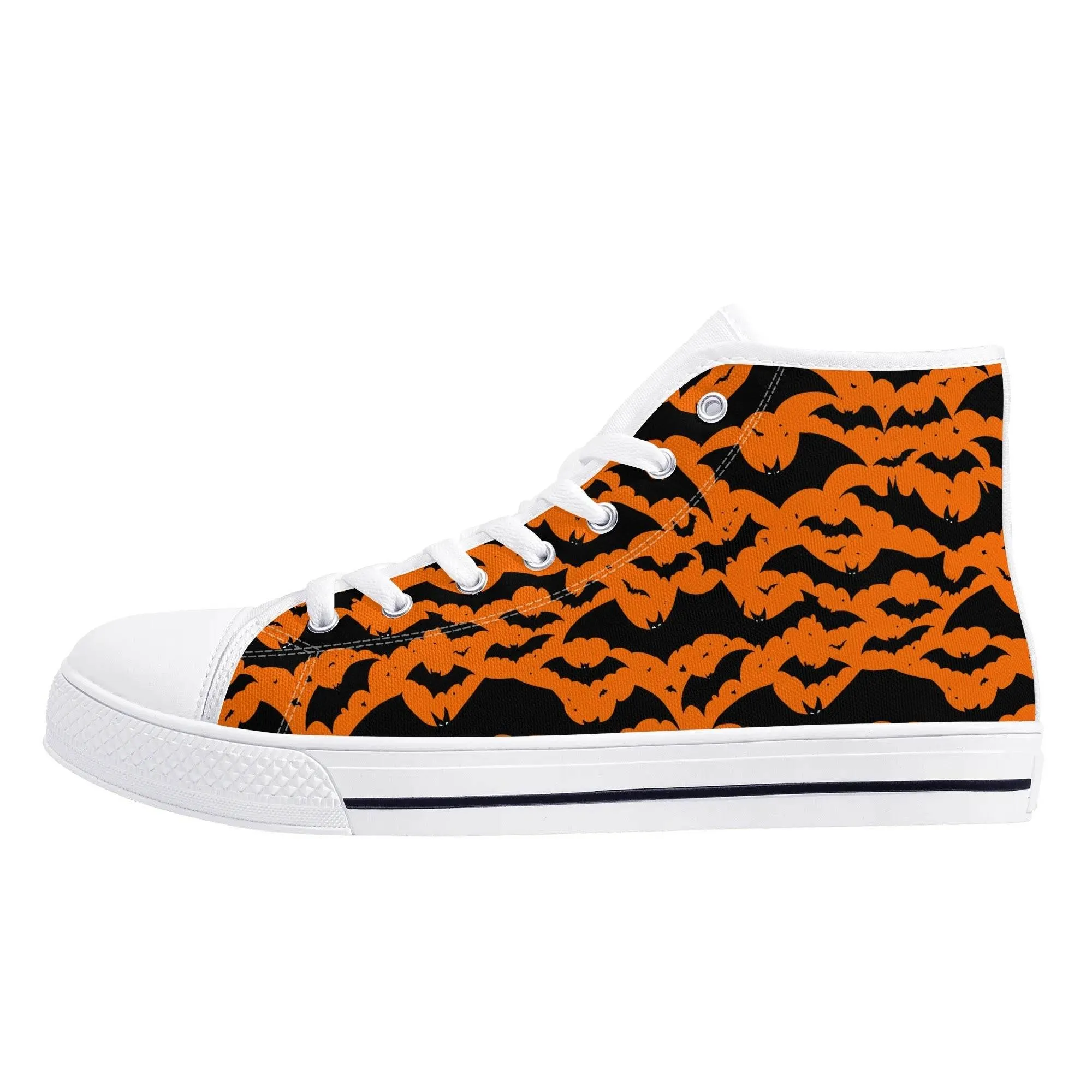 Womens Rubber High Top Halloween Bats Canvas Shoes