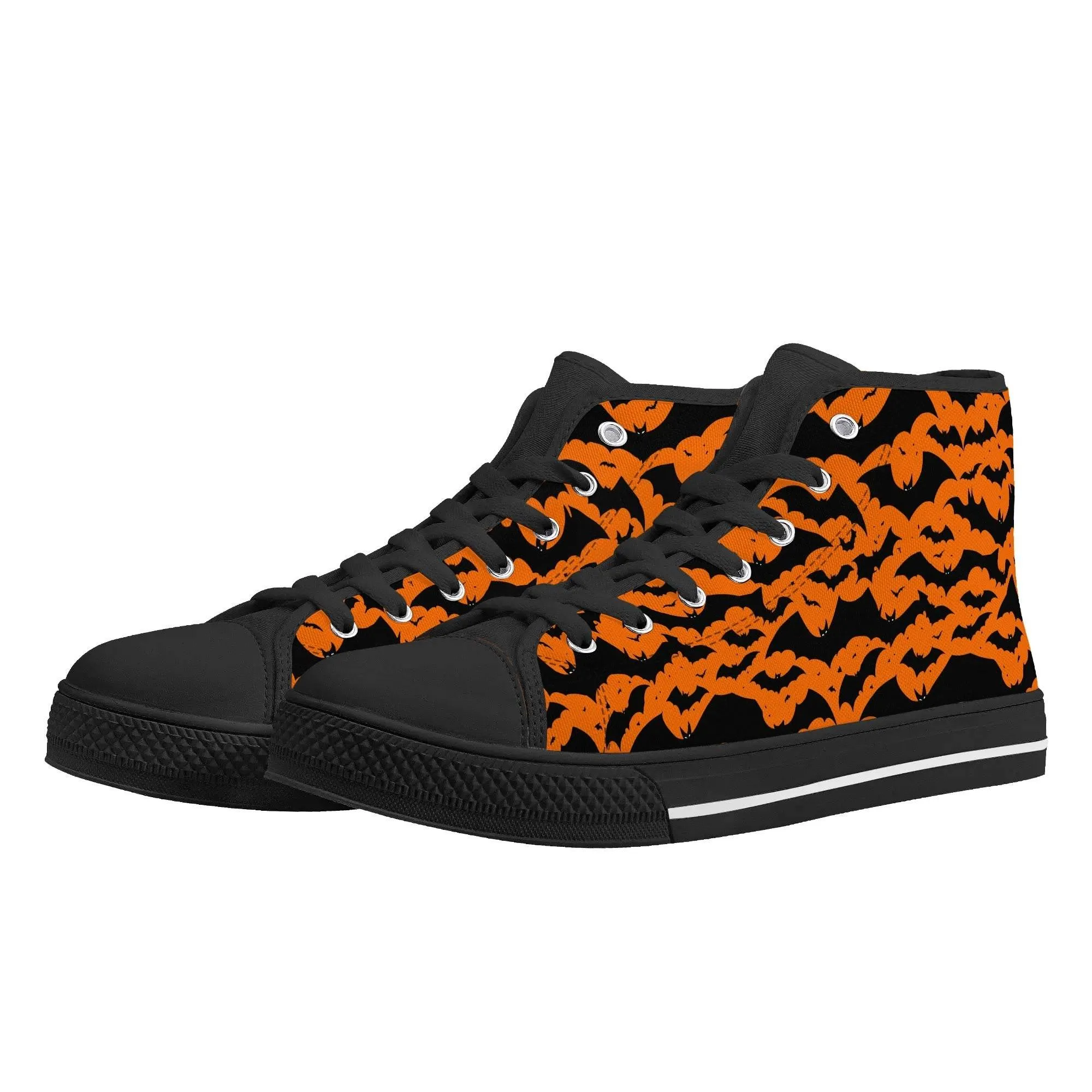 Womens Rubber High Top Halloween Bats Canvas Shoes