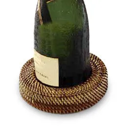 Woven rattan wine coaster