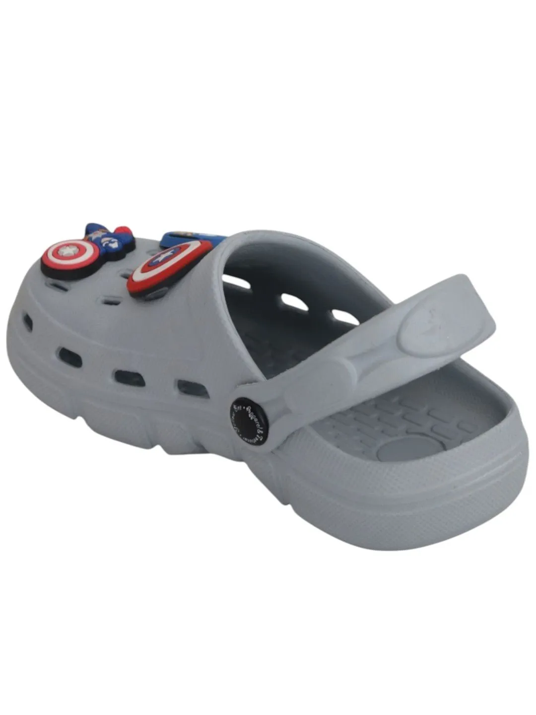 Yellow Bee Boys’ Marvel Captain America Clogs with Shield & Character Charms – Grey