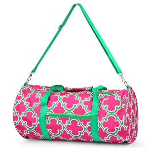 Zodaca Classic Style Duffel Travel Bag, Pink Quatrefoil