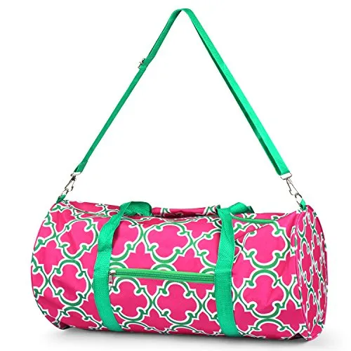 Zodaca Classic Style Duffel Travel Bag, Pink Quatrefoil